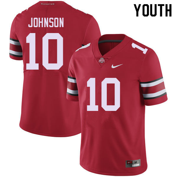 Ohio State Buckeyes Xavier Johnson Youth #10 Red Authentic Stitched College Football Jersey